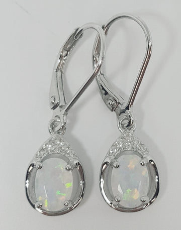 J Sterling Silver Created Opal Ring, Earring or Pendant - October